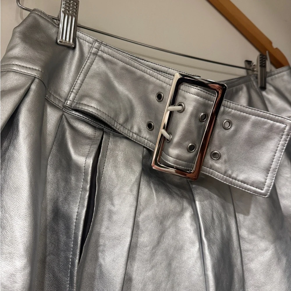 Metallic Pleated Mini Skirt